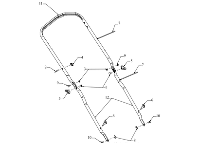 Handle Diagram and Parts List for SC700E (12AEN2S7710)(2021) Cub Cadet Lawn Mower